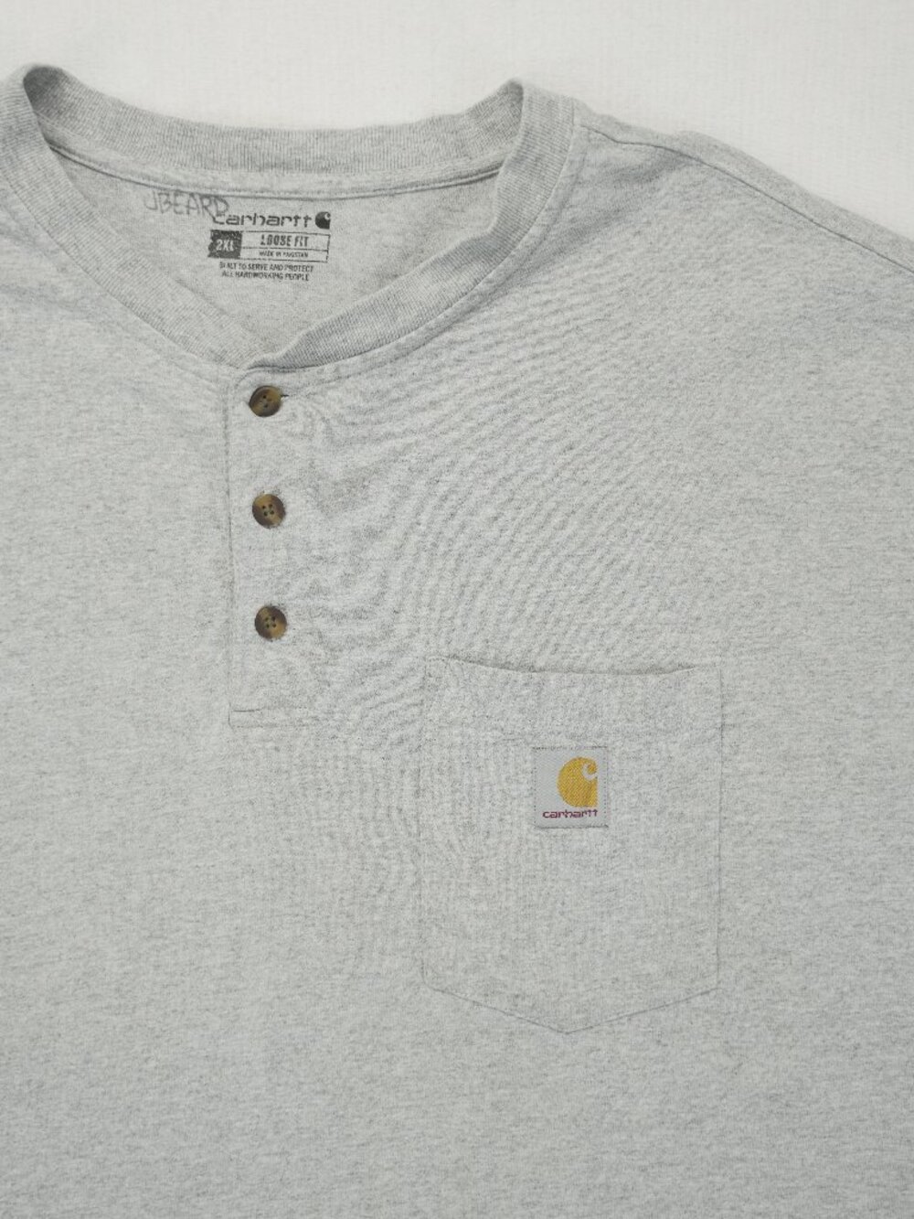 Carhartt Loose Fit Short Sleeve Button-Up Shirt Men’s Size 2XL Gray Cotton